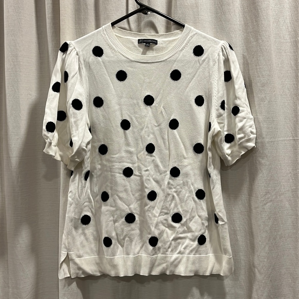 White and black polka dot shirt